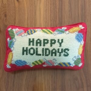 Needlepoint Festive Holiday Pillow